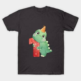 1st Birthday Cute Little Dinosaur T-Shirt